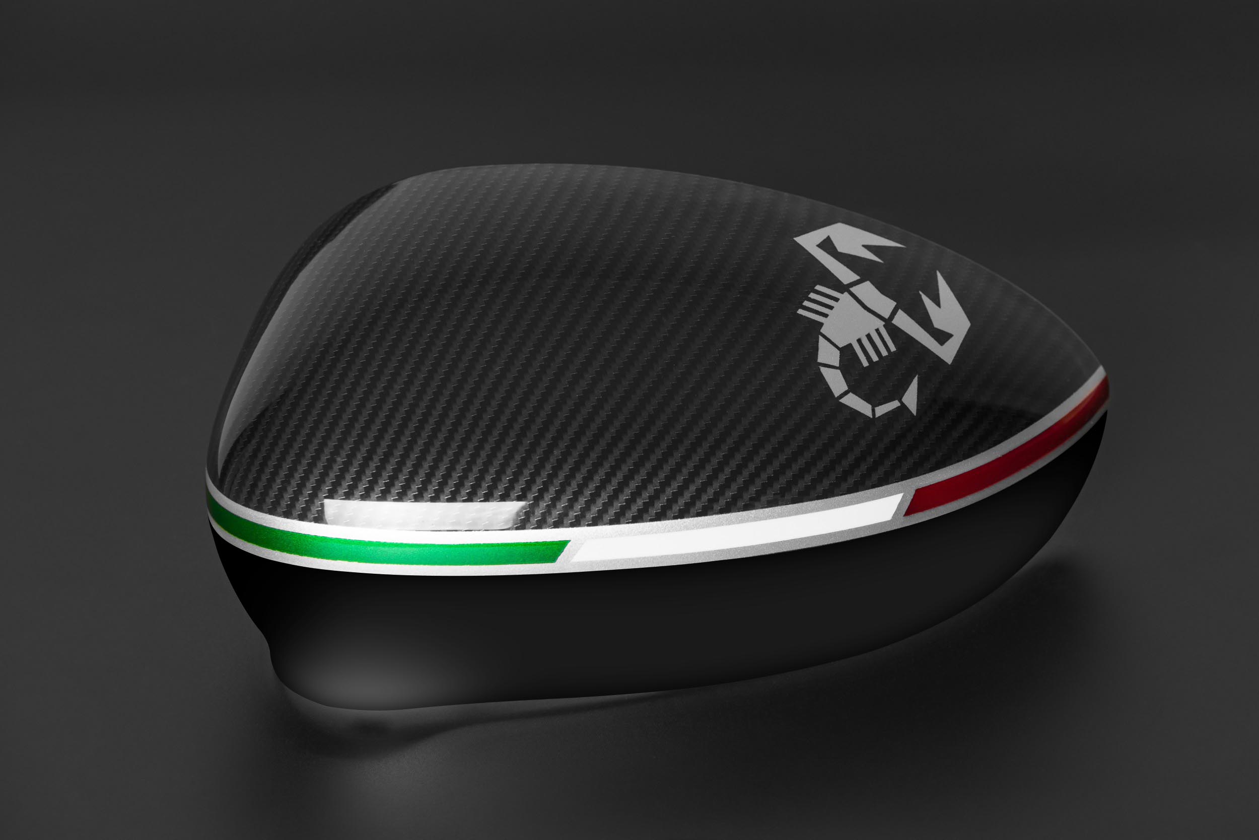 Pair of scorpion carbon-look mirror caps for Abarth 595