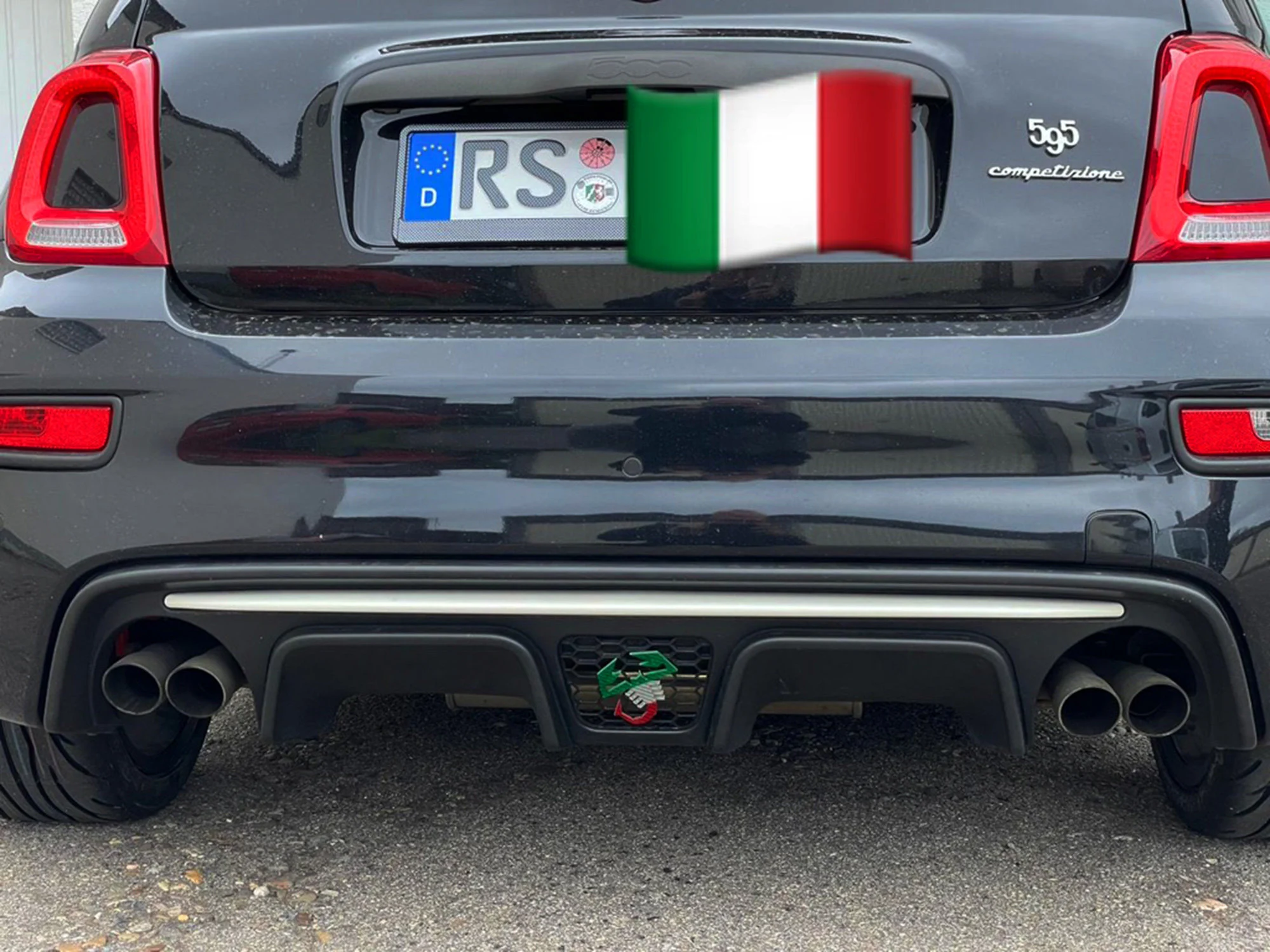 italian flag carbon abarth rear diffuser scorpion badge italian flag carbon abarth rear diffuser scorpion badge