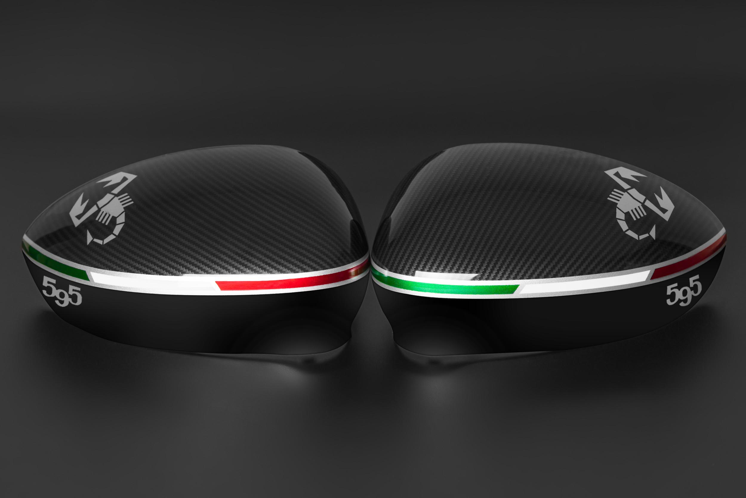 Abarth mirror caps carbon look scorpio flag 595 inscription (3)