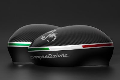 Abarth mirror caps carbon-look with Competizione lettering