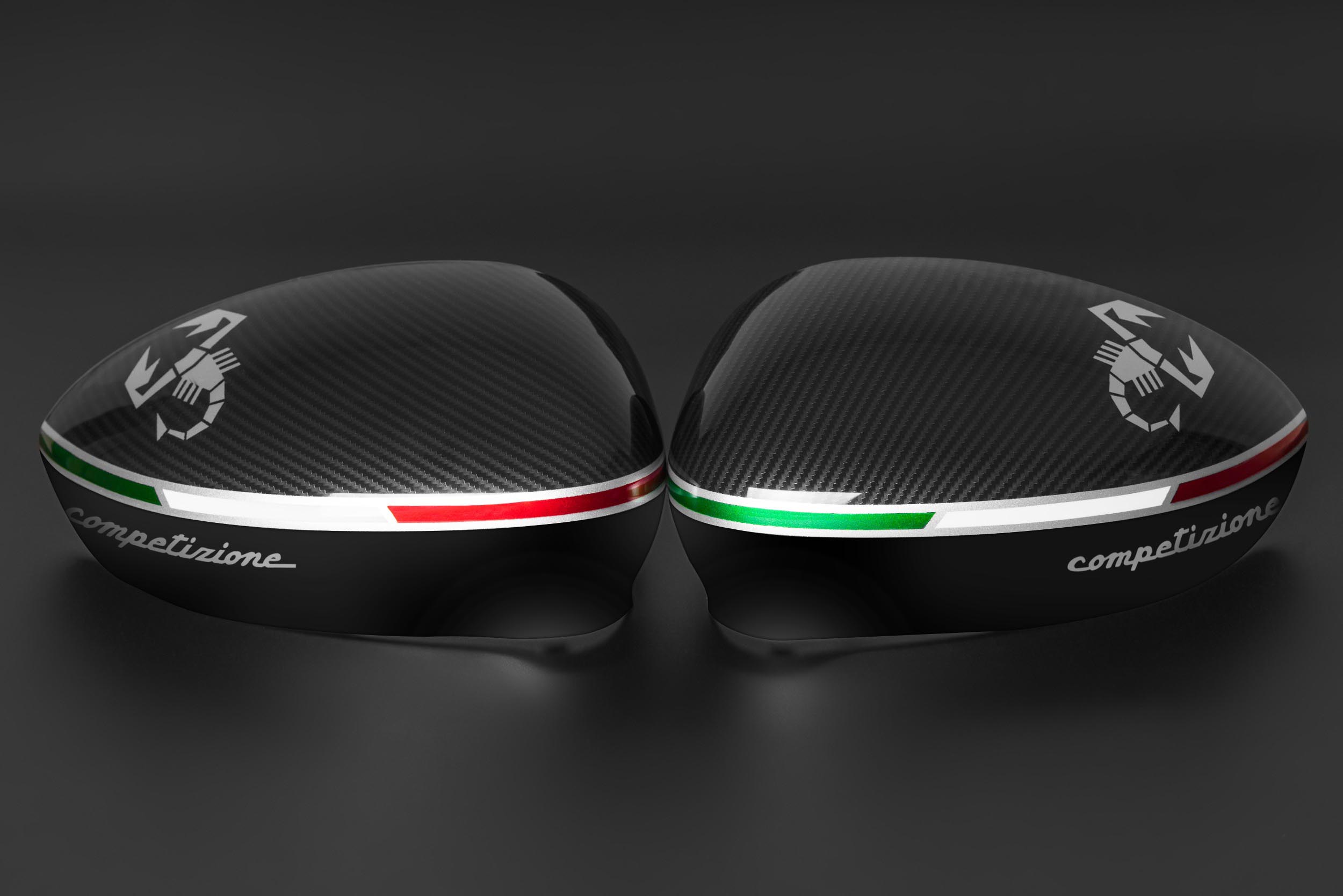 Abarth mirror caps carbon look scorpio flag competizione inscription (4)