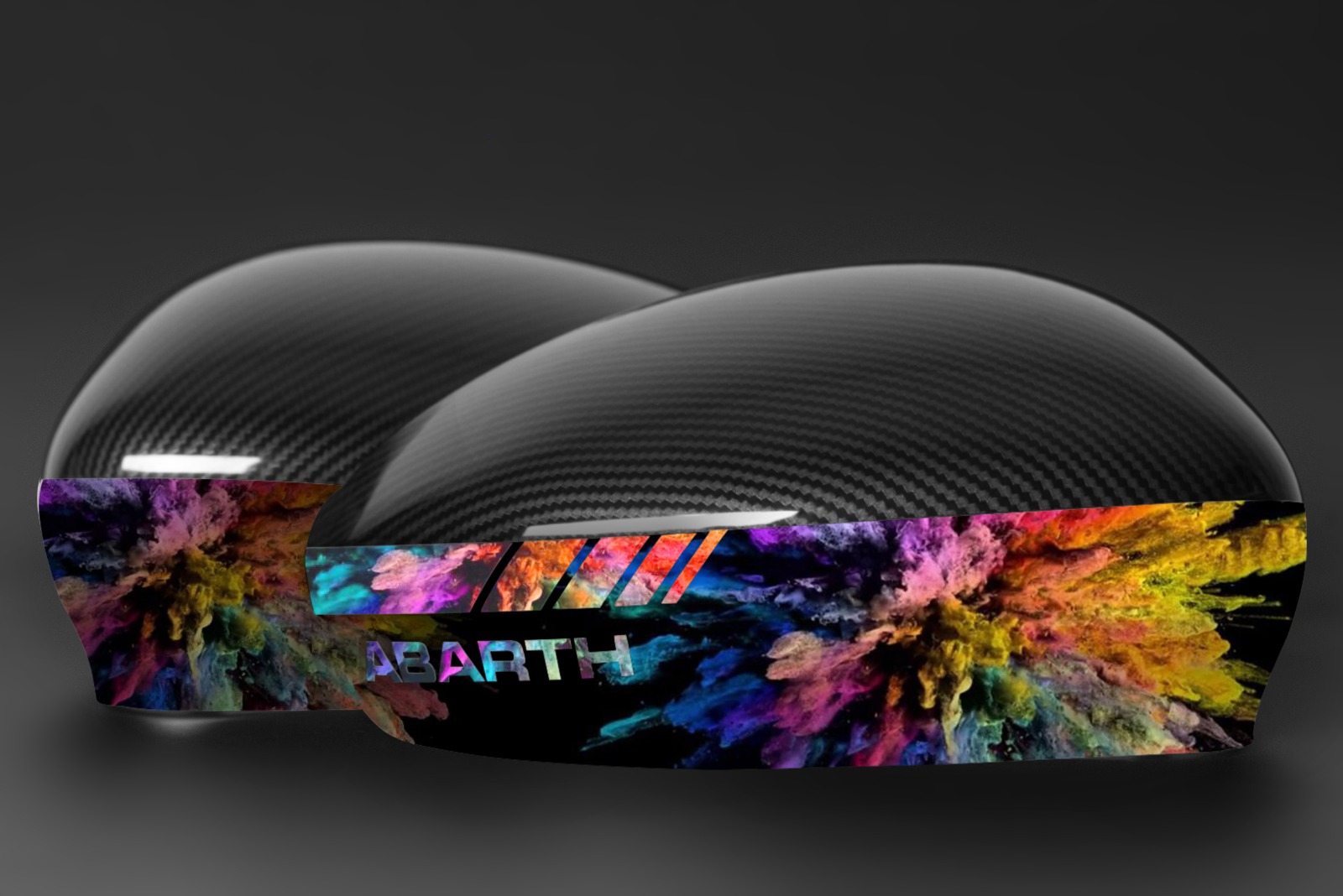 Abarth mirror caps with various colors. Pick yours!