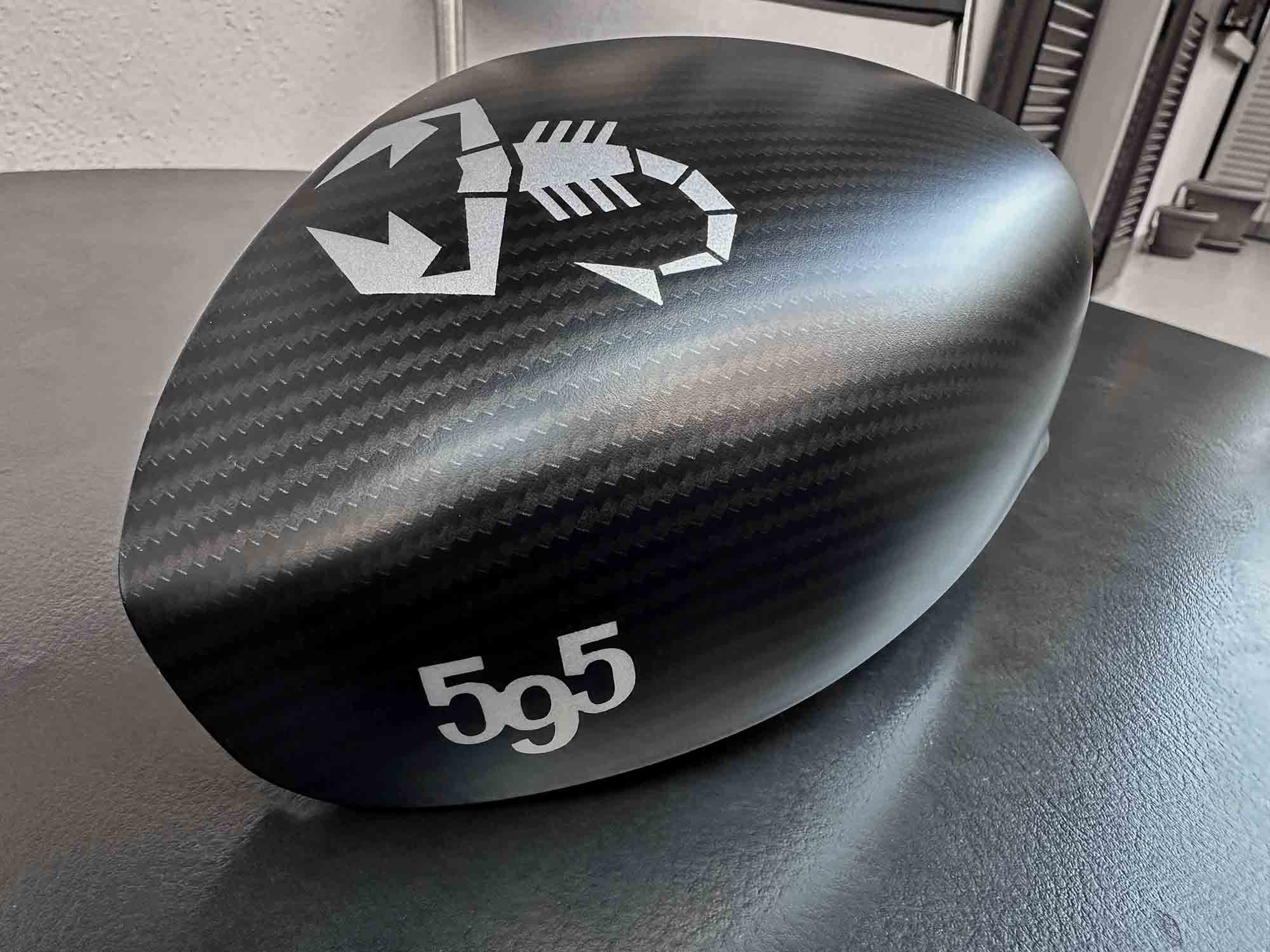 abarth matte carbon mirror caps with logo