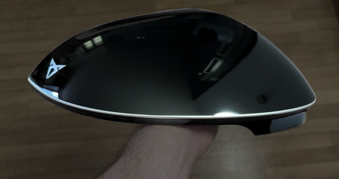 cupra born black and white mirror caps with logo 2