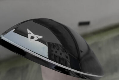 cupra born black and white mirror caps with logo 3