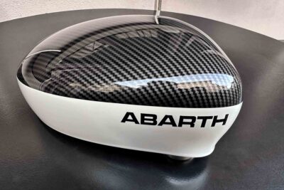 abarth mirror caps with logo and white bottom