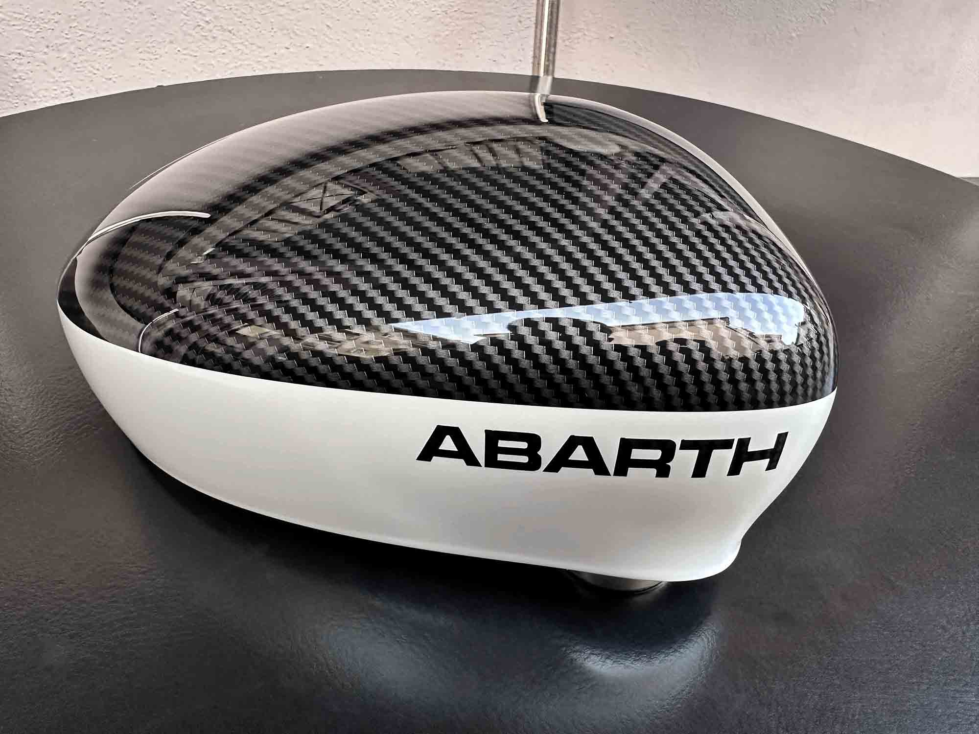 abarth mirror caps with logo and white bottom
