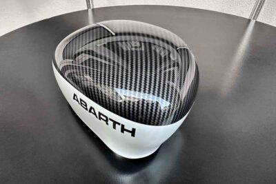 abarth mirror caps with logo and white painted bottom part