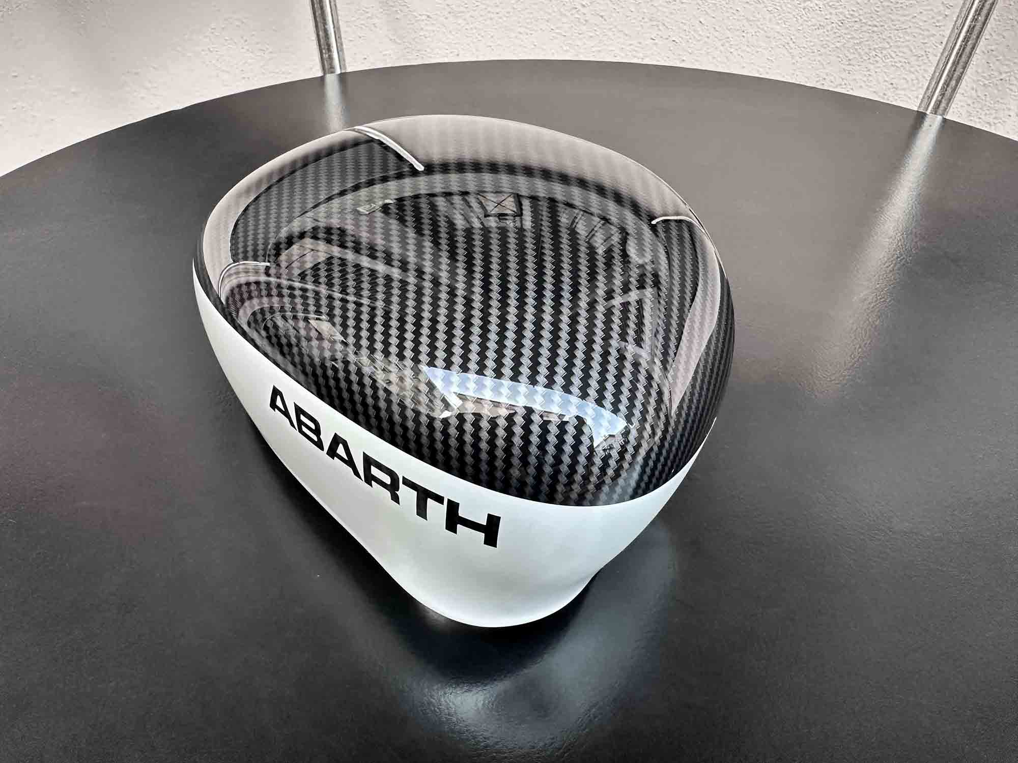abarth mirror caps with logo and white painted bottom part